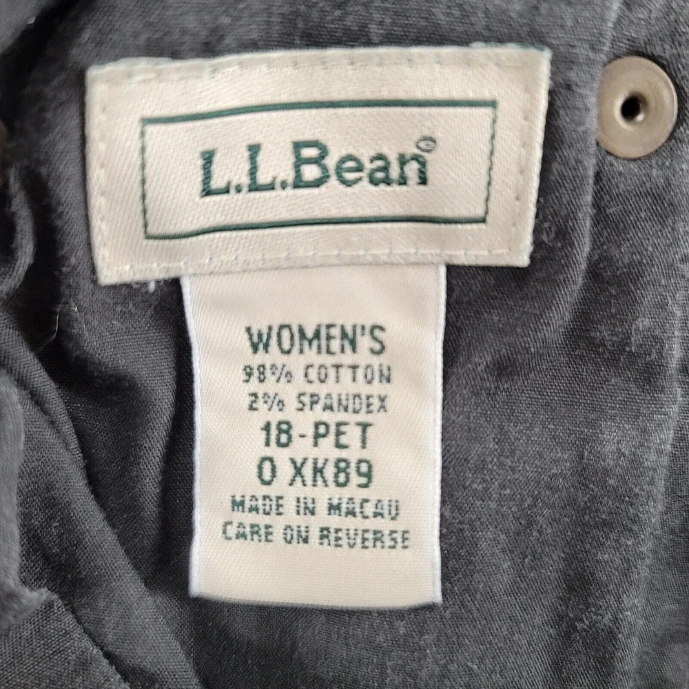 LL Bean Jeans Womens 18 Petite Black Dark Wash‎ Casual Denim Outdoors XK89 Logo
